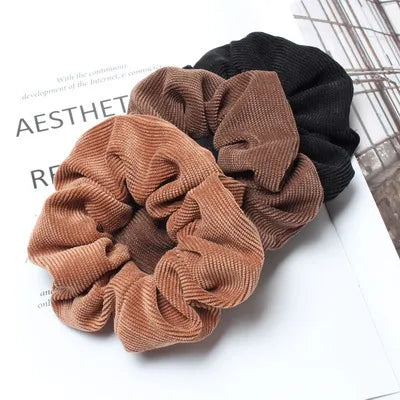 Cordón Scrunchie Otoño Invierno pana tela sólida Scrunchies conjunto bandas elásticas para el cabello moda Cola de Caballo lazo para el cabello cuerda sombreros 3PK