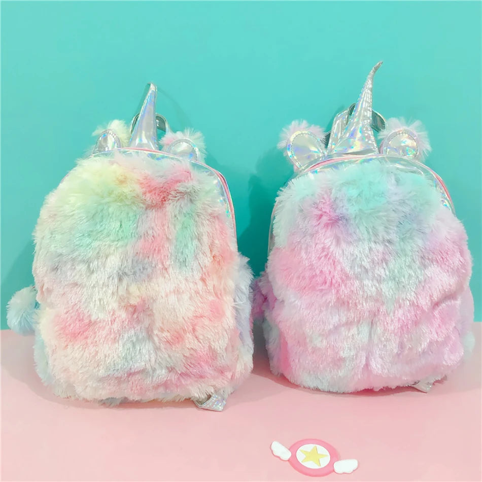 Mochila escolar de dibujos animados de unicornios para niñas, morral 3D de piel de viaje, bonito, regalo para niños