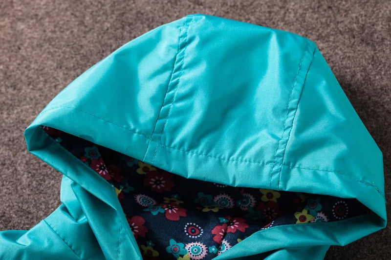 Chaqueta impermeable de flores para niñas, abrigo rompevientos con capucha, impermeable informal, ropa para niños de 2 a 6 años, otoño