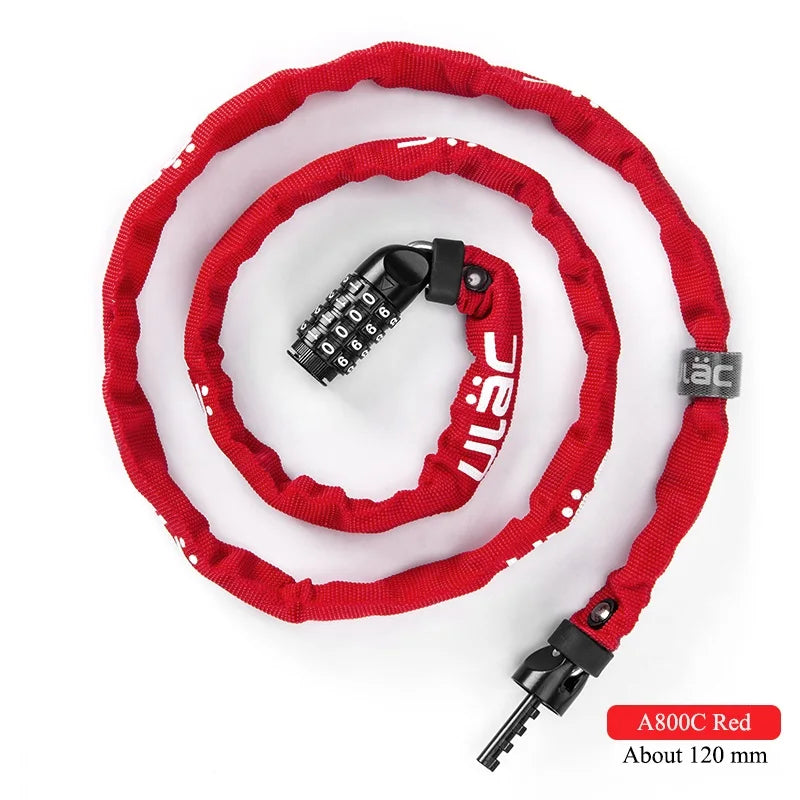 ULAC-Cerrojo de contraseña para bicicleta o motocicleta, cerradura portátil y ultraligera con bloqueo antirrobo y cadena, incluye accesorios de seguridad estables para ciclismo de carretera MTB