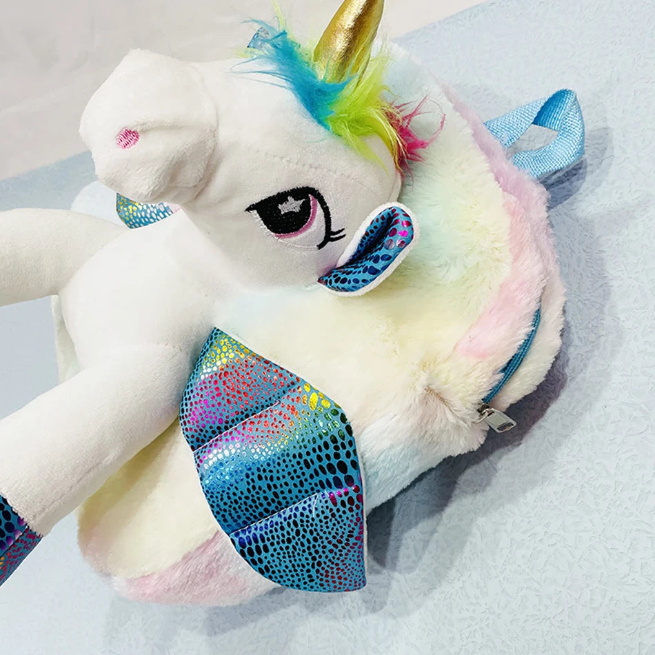 Mochila escolar de dibujos animados de unicornios para niñas, morral 3D de piel de viaje, bonito, regalo para niños