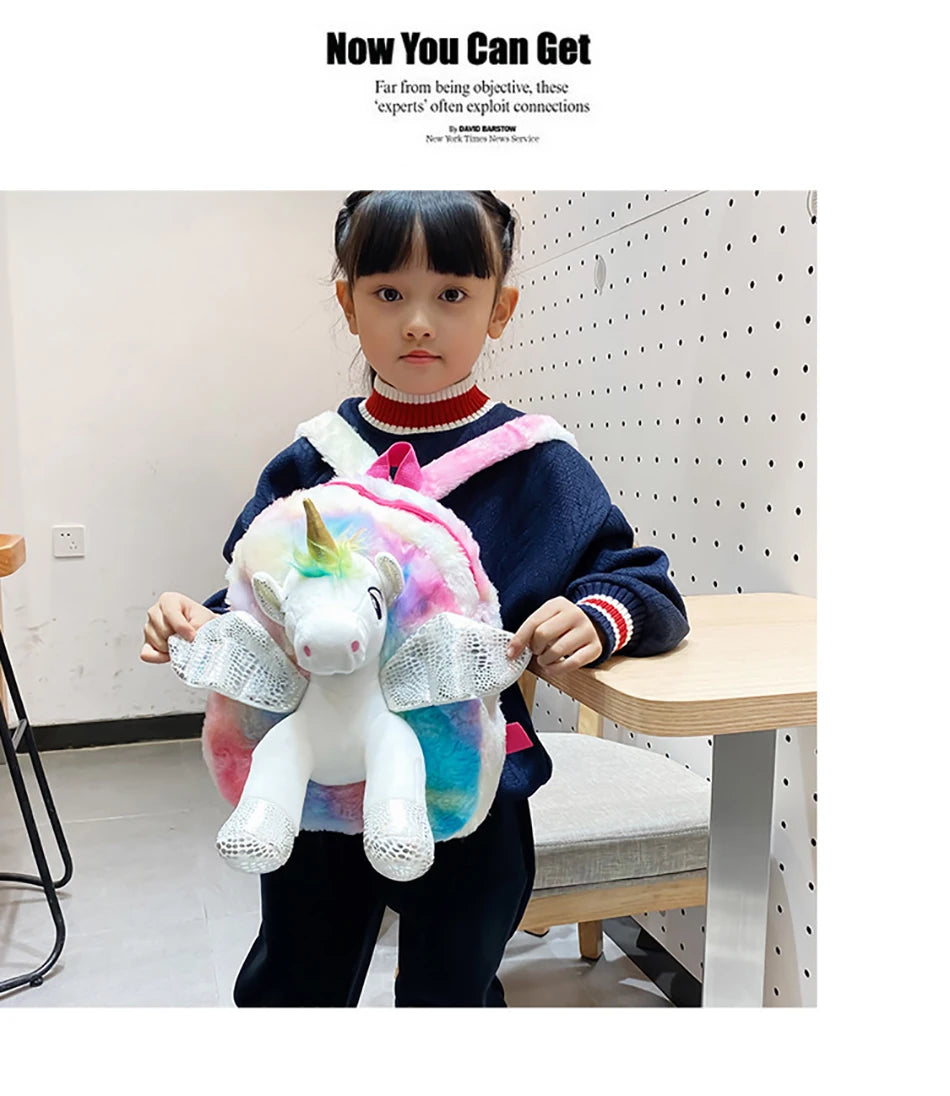 Mochila escolar de dibujos animados de unicornios para niñas, morral 3D de piel de viaje, bonito, regalo para niños