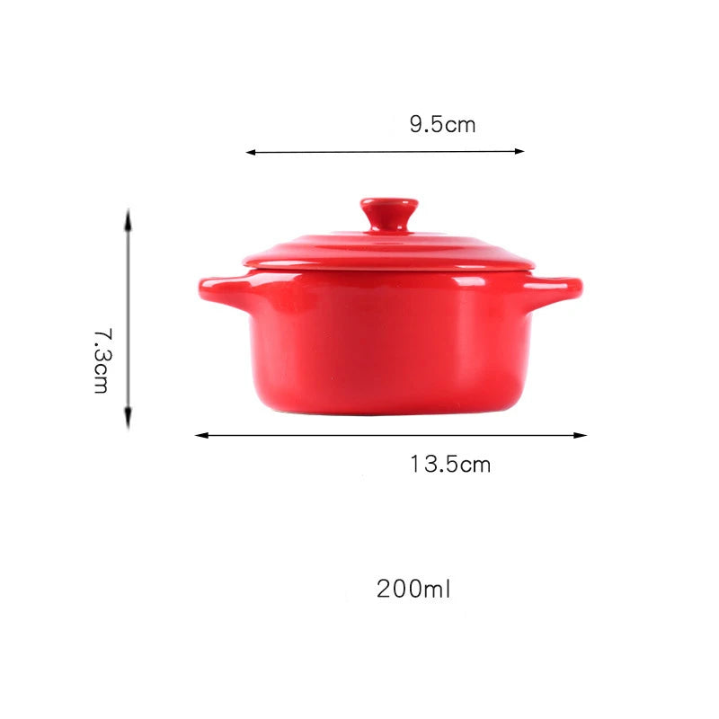 Mini olla de sopa de cerámica con cubierta para niños, tazón de huevo para estofado, tapa, cacerola para restaurante, cocina casera, ollas de cocina usadas