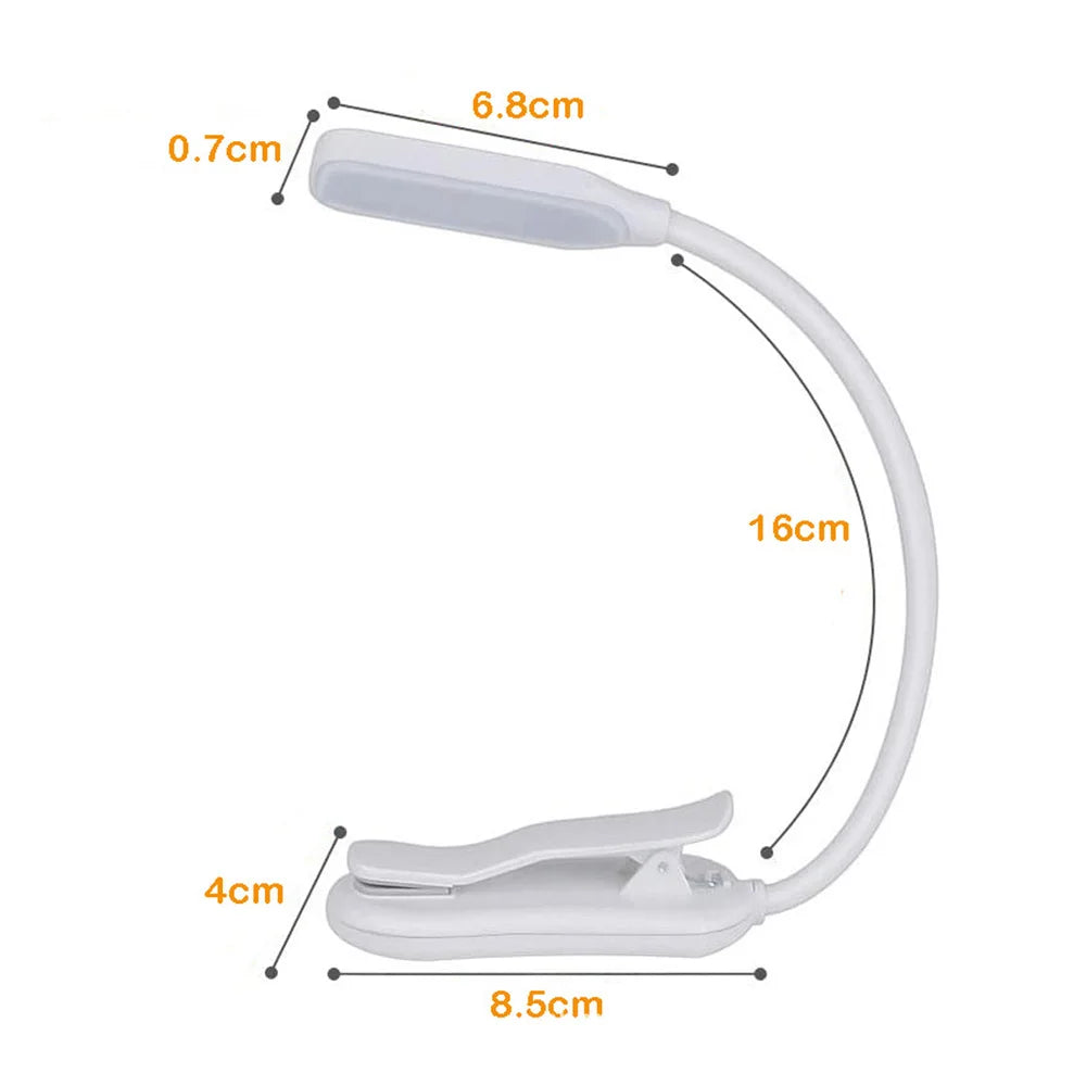 Lámpara de luz de lectura de libros recargable, luz de libro LED para leer en la cama, brillo ajustable para el cuidado de los ojos, 3 temperaturas de color