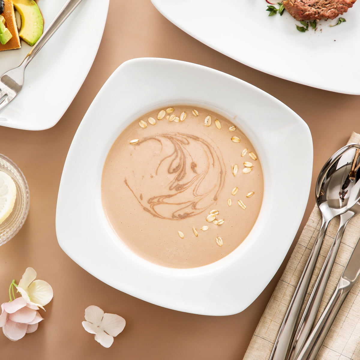 MALACASA-vajilla de porcelana de cerámica JULIA Classic, juego de 18 piezas con 6 platos de cena, sopa, postre, servicio de vajilla para 6