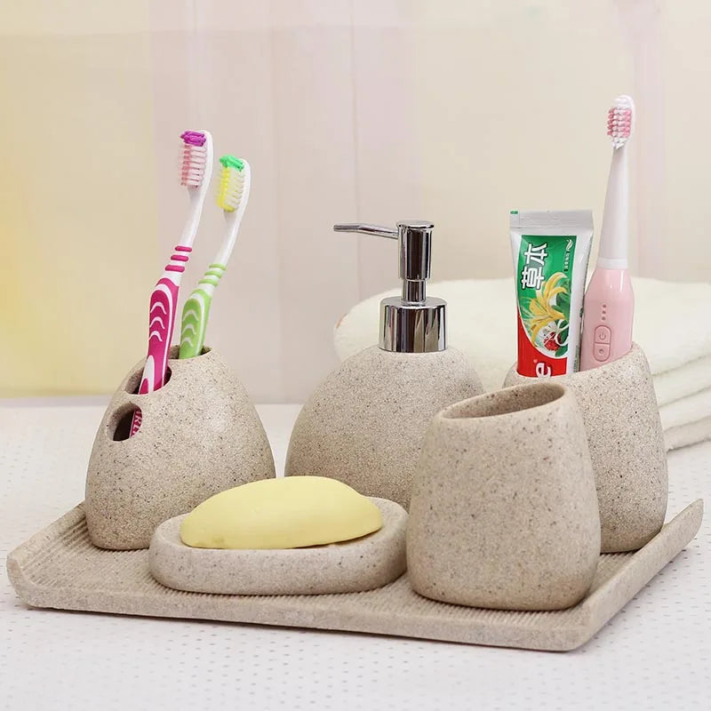 Botella de emulsión de resina para baño, taza para gárgaras de lavado de alto grado, traje de cepillo de dientes, jabonera de Banyo Aksesuarlari