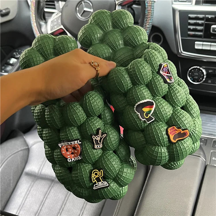 Wholesale EVA Massage Men Women Flat Sandals Bubble Slides With Charms for Women