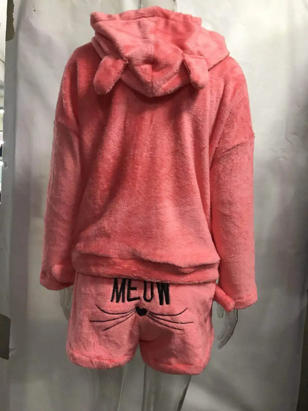 Pijamas de lana para Mujer, conjunto de Pijamas cálidos para otoño e invierno, lencería Sexy para Mujer, Pijama de gato, ropa de dormir para Mujer, ropa de casa
