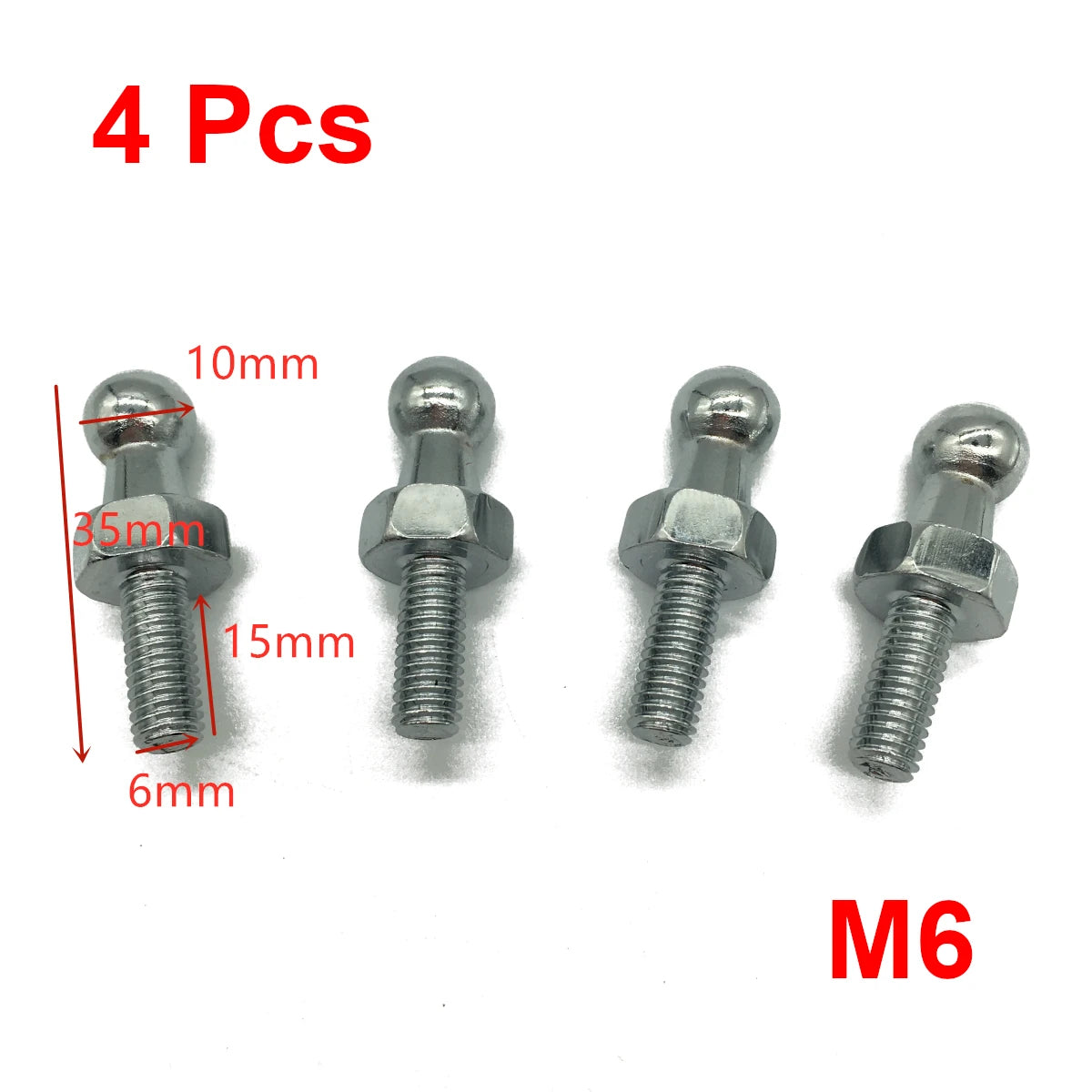 4 Uds 10mm M8/M6 capó de maletero de coche Universal conector de extremo de puntal de Gas tornillo de válvula de junta de pasador de bola