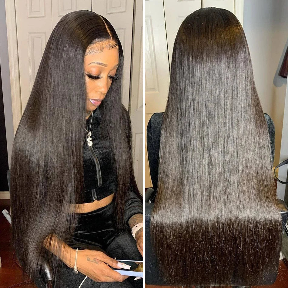 Peluca frontal de encaje HD 13x6 13x4, peluca frontal de encaje de cabello humano de 30 pulgadas, lisa como un hueso, pelucas de cabello humano con encaje transparente, peluca con cierre HD 4x4