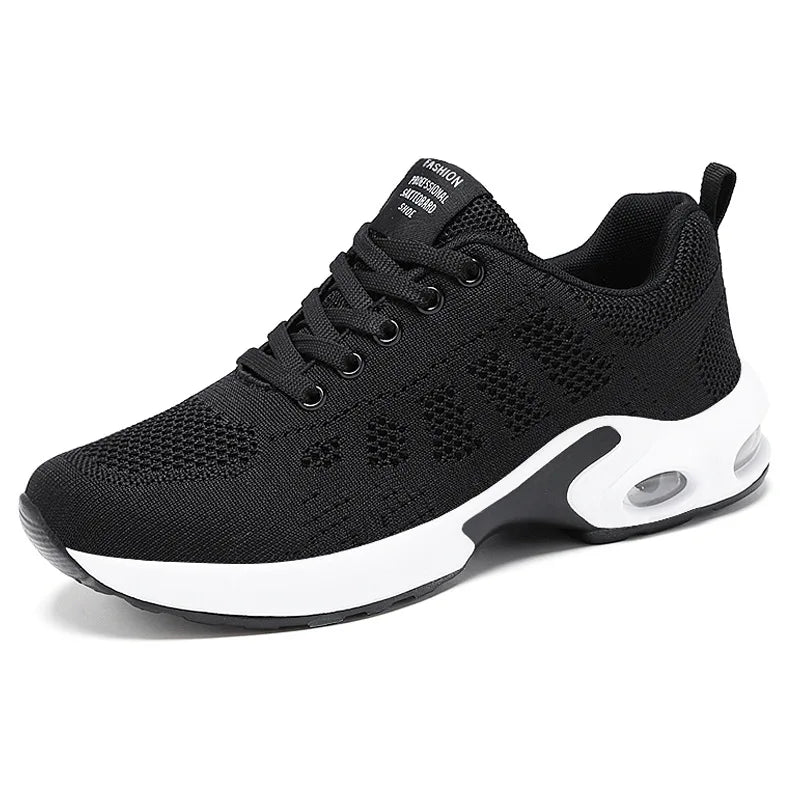 Cheap Fly Woven Breathable Walking Style Shoes Cushioning Trendy Sneakers for Women
