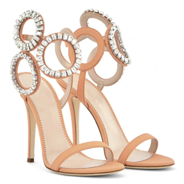 Nuevas Sandalias de punta estrecha de verano para mujer, zapatos de tacón súper alto con hebilla de diamantes de imitación, zapatos de moda para mujer, Sandalias para mujer