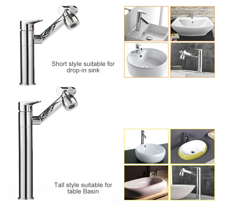 ELLEN-grifo multifunción para lavabo de baño, mezclador de agua fría y caliente, grúa de bronce antiguo, grifos de agua universales montados en cubierta EL13266