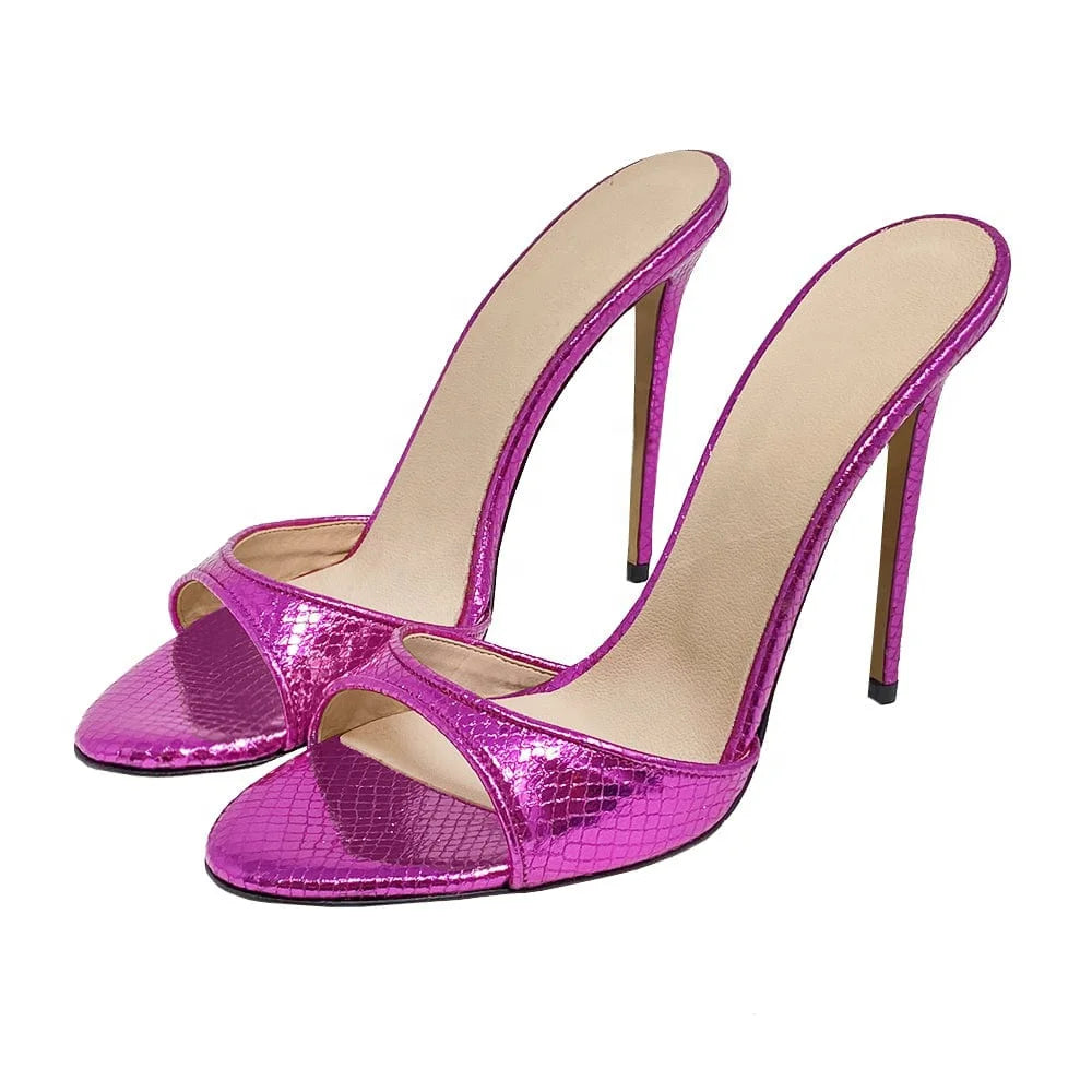 Fashion Ladies Heel Mules Open Toe Stiletto High Heel Sandals