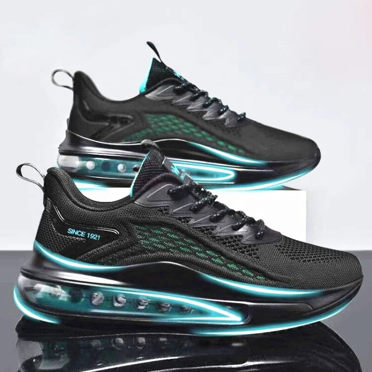 2022 New Men's Breathable Flying Woven Shoes Shock Absorption Heightening Casual Sneakers