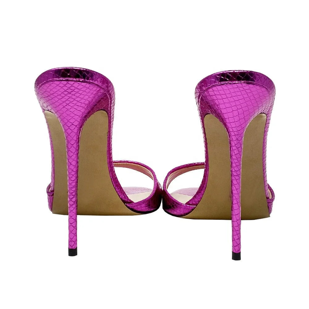 Fashion Ladies Heel Mules Open Toe Stiletto High Heel Sandals