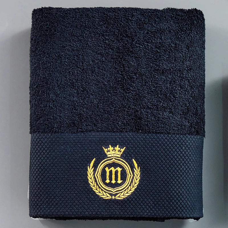 AHSNME-Toalla facial negra de alta gama con logotipo personalizado, Toalla de baño para Hotel, SPA, salón de uñas, peluquero, iniciales de nombre personalizadas