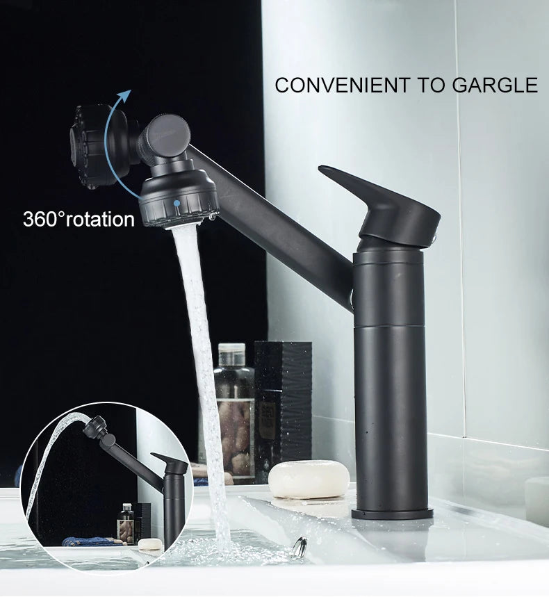 ELLEN-grifo multifunción para lavabo de baño, mezclador de agua fría y caliente, grúa de bronce antiguo, grifos de agua universales montados en cubierta EL13266
