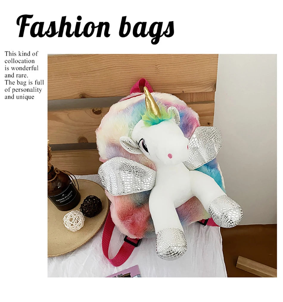 Mochila escolar de dibujos animados de unicornios para niñas, morral 3D de piel de viaje, bonito, regalo para niños