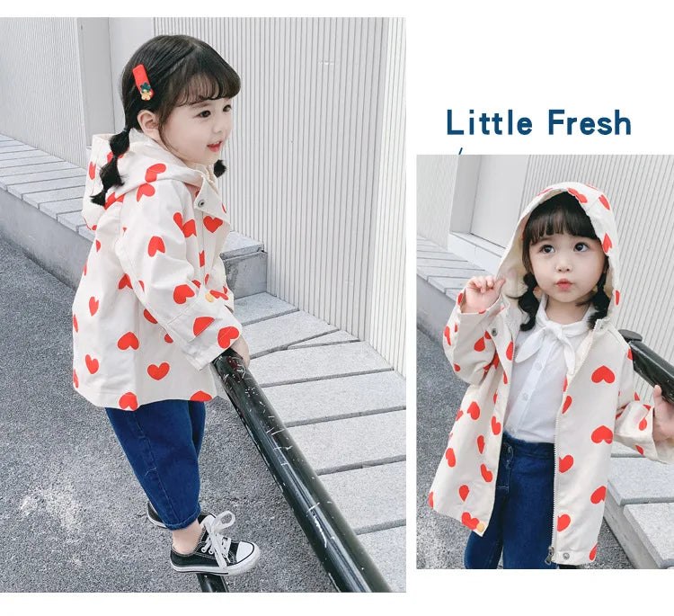 Abrigo cortavientos con estampado para niños y niñas, chaqueta con capucha, ropa de 1 a 7 años, novedad, primavera y otoño