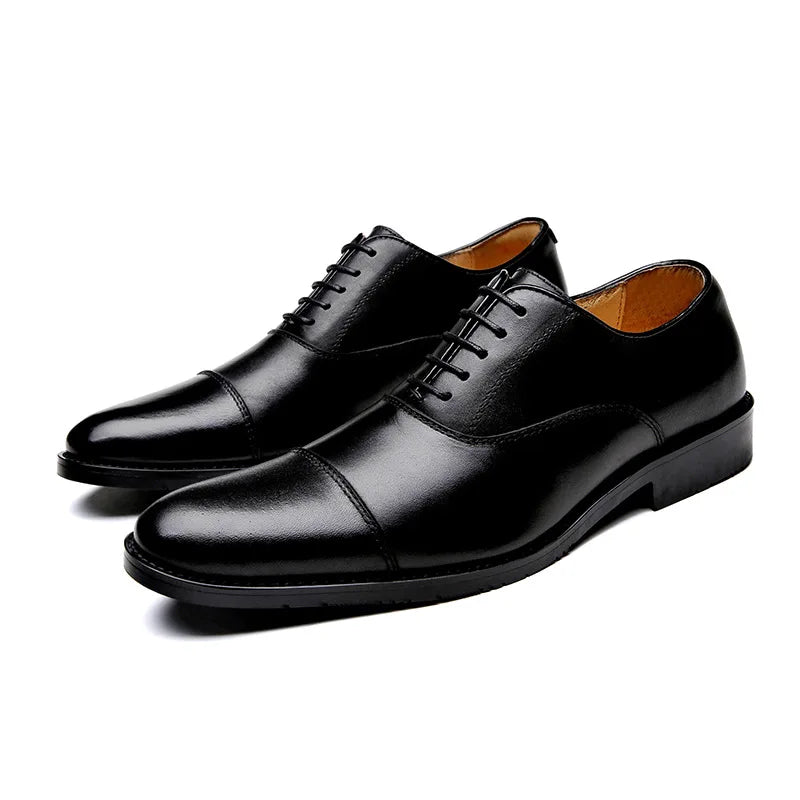 Trendy Men's Oxford Casual Dress Shoes Breathable Genuine Leather Pointed for Formal Party Office Career for Autumn Winter