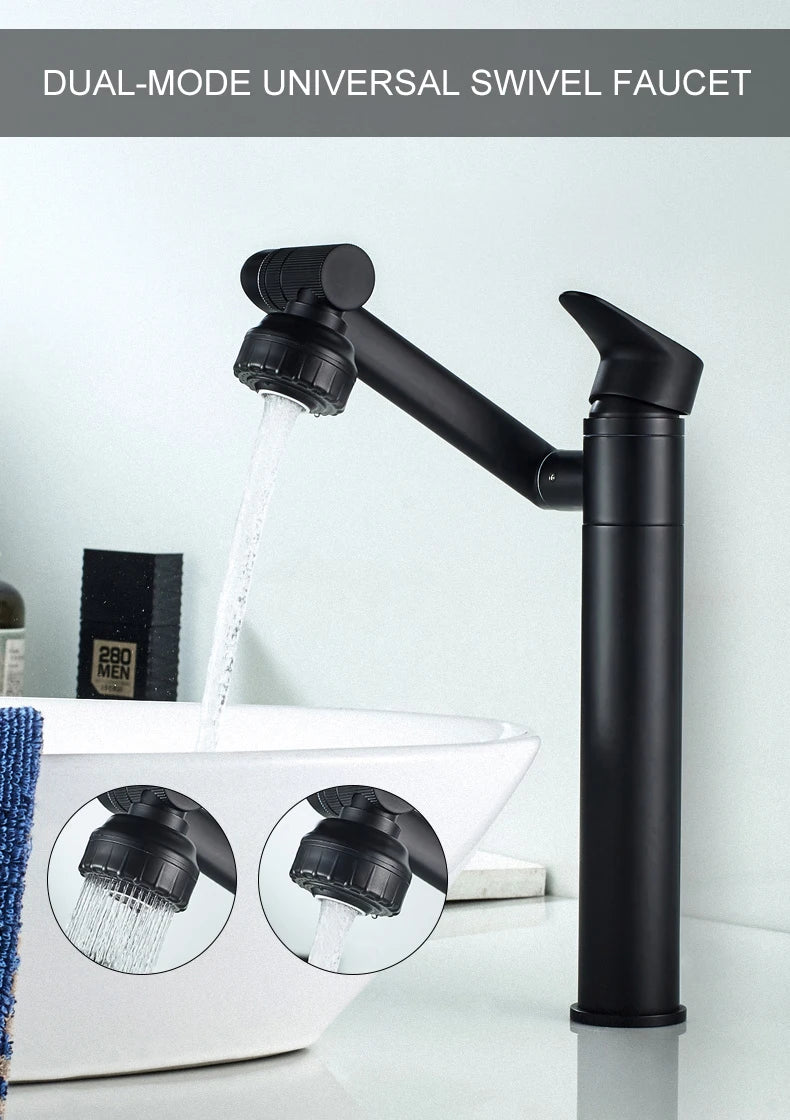 ELLEN-grifo multifunción para lavabo de baño, mezclador de agua fría y caliente, grúa de bronce antiguo, grifos de agua universales montados en cubierta EL13266