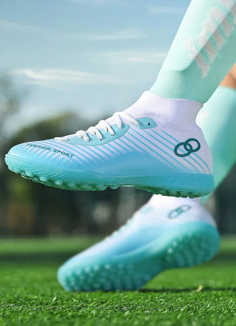 New High Top Football Shoes for Students Comfortable Turf Soccer Cleats Rubber Long Spike Broken Spike Boots for Training Games