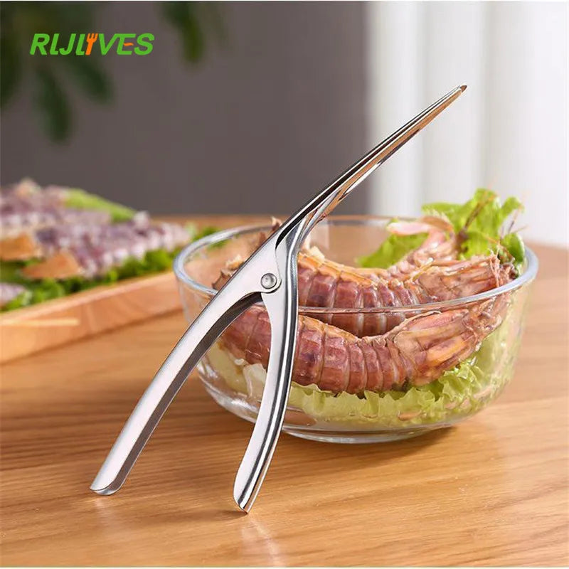 Pelador de camarones de acero inoxidable, cuchillo de pesca para camarones, removedor de cáscara de langosta, dispositivo de pelado, herramientas de cocina para mariscos