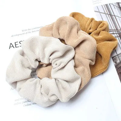Cordón Scrunchie Otoño Invierno pana tela sólida Scrunchies conjunto bandas elásticas para el cabello moda Cola de Caballo lazo para el cabello cuerda sombreros 3PK