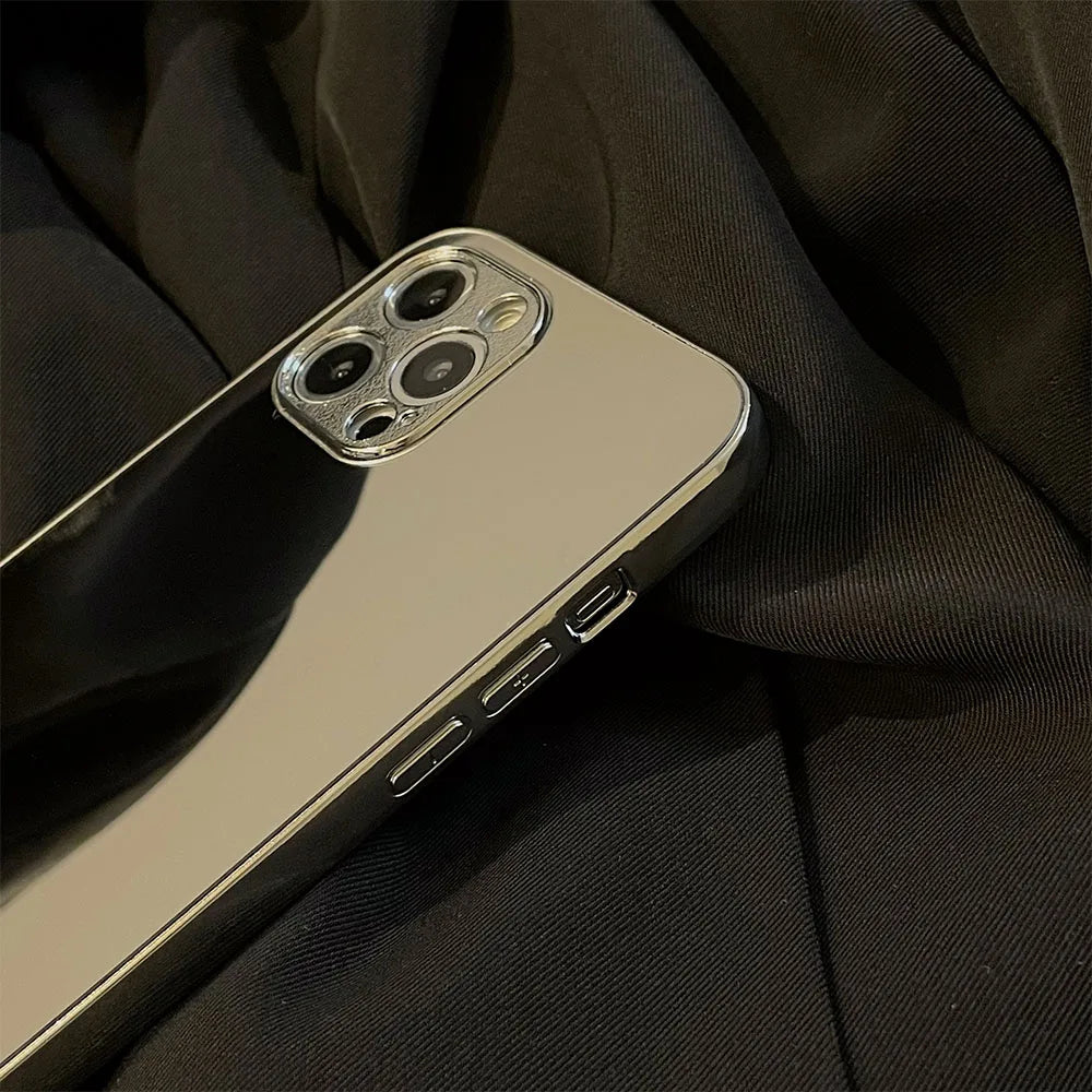 Funda de teléfono de espejo de maquillaje de lujo para iPhone 13, 12, 11, 14 Pro Max, XS, X, XR, 7, 8 plus, SE, collar cruzado, cordón, cordón, cubierta de cuerda
