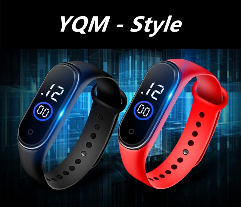 Reloj deportivo resistente al agua para niños, reloj Digital LED con pantalla táctil inteligente, correa de silicona de dos tonos, reloj para hombres y mujeres, reloj para estudiantes