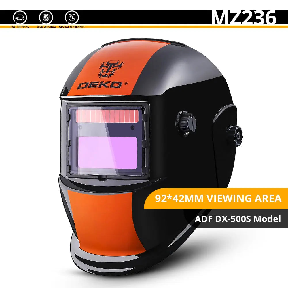 DEKO - Casco de soldadura eléctrica solar con ， Casco de soldadura ajustable ， Oscurecimiento automático ajustable, Rango 4/9 - 13 MIG MMA, Máscara, Lente para máquina de soldar