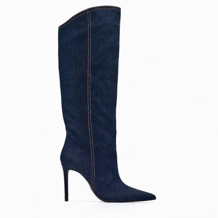 Denim Blue Jeans New Style Botas De Dama Winter and Fall Shoes Knee High Women's Boots