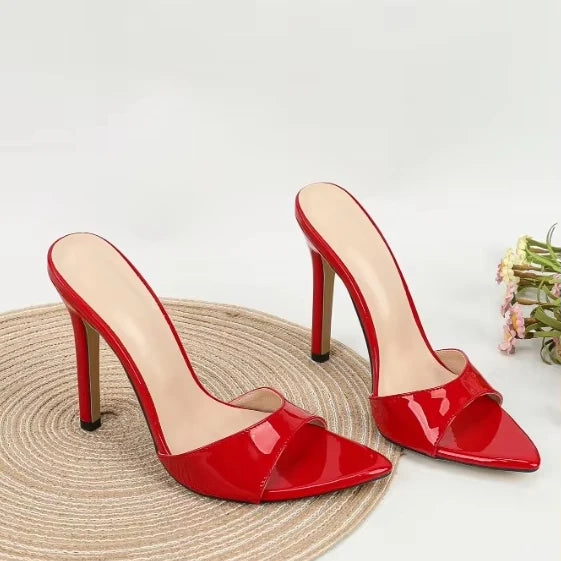 Women's Korean-Style Summer Open Toe Slides New High Heel Sandals Fashion Trend Thin Heel for Slippers for Outer Wear