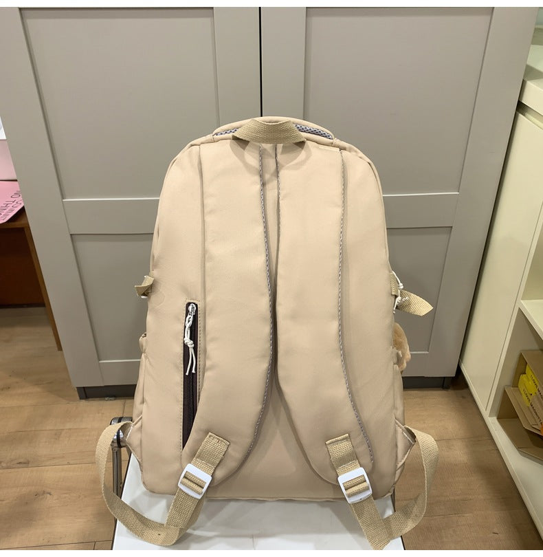Ins Style School Bag for Girls, Versatile Color-Blocking Large-Capacity Backpack for Middle School and High School Students, Campus Style