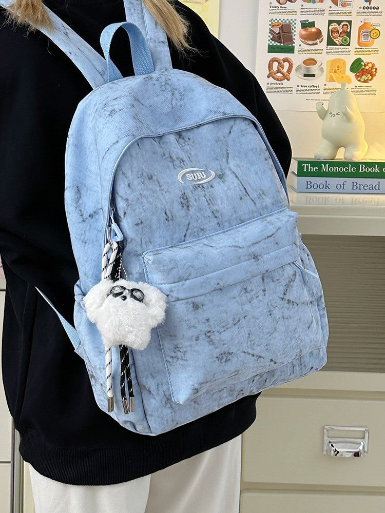 Korean Style Japanese Niche Fashion Simple Tie-Dye Backpack for Middle and High School Students, Large Capacity College Student Backpack