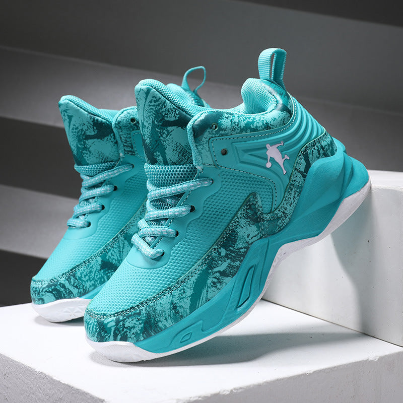 Factory Direct Spring Children's Shoes Leather Basketball Shoes Children's Non-Slip Sports Shoes for Middle and Large Children Breathable Outdoor Training