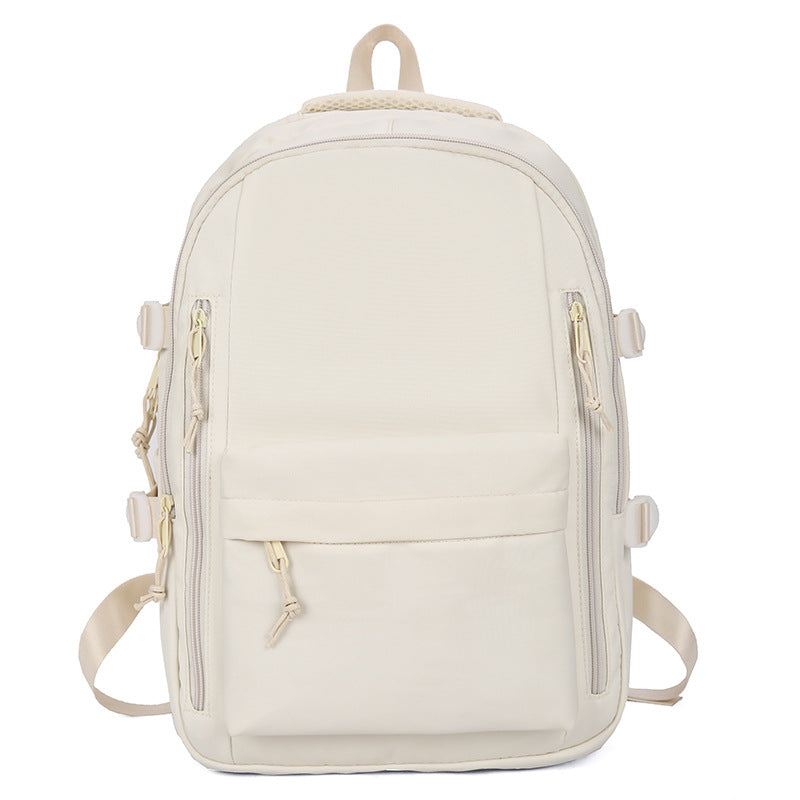 New Student Backpack Fashionable All-match Casual Schoolbag Campus Style Solid Color Simple Large Capacity Women's Backpack