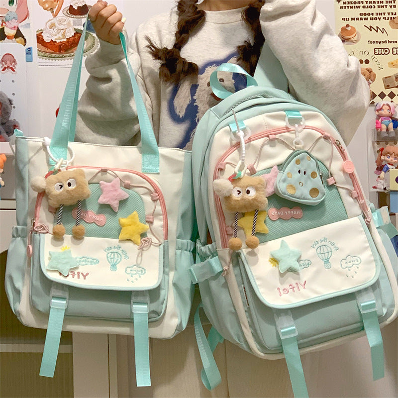 Junior High School Girls' Schoolbag High Color Value Cute Lightweight Large Capacity for Primary School Students and High School Students Backpack for Women