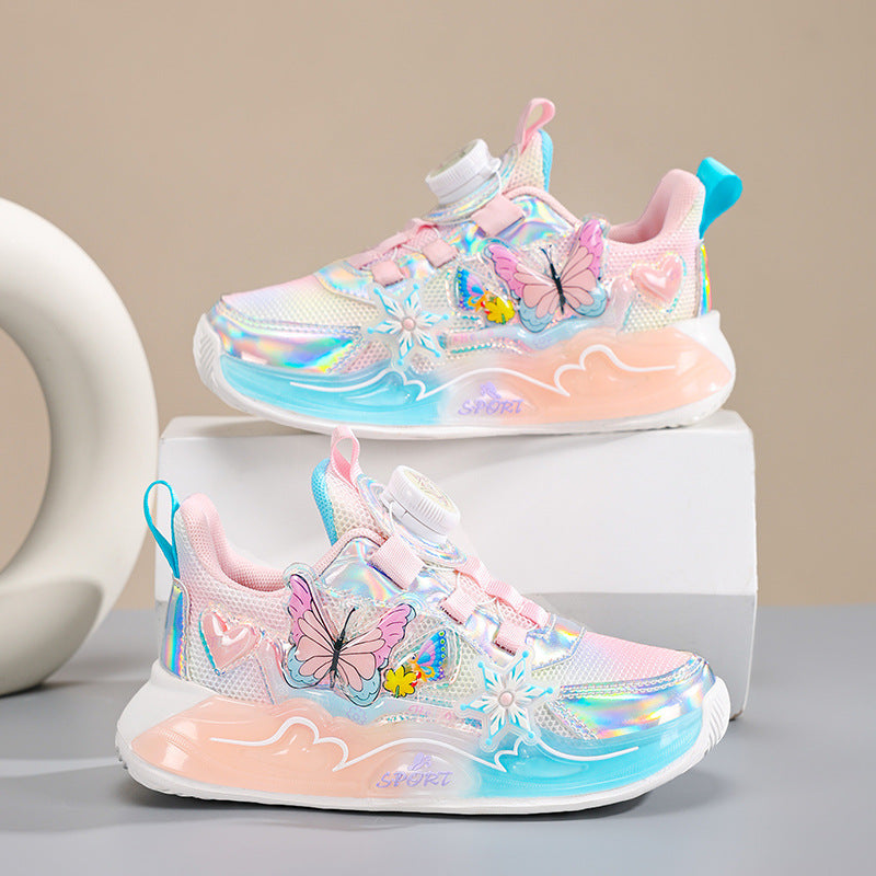 Girls sneaker 2025 spring new casual soft bottom children's mesh breathable primary school running shoes wholesale