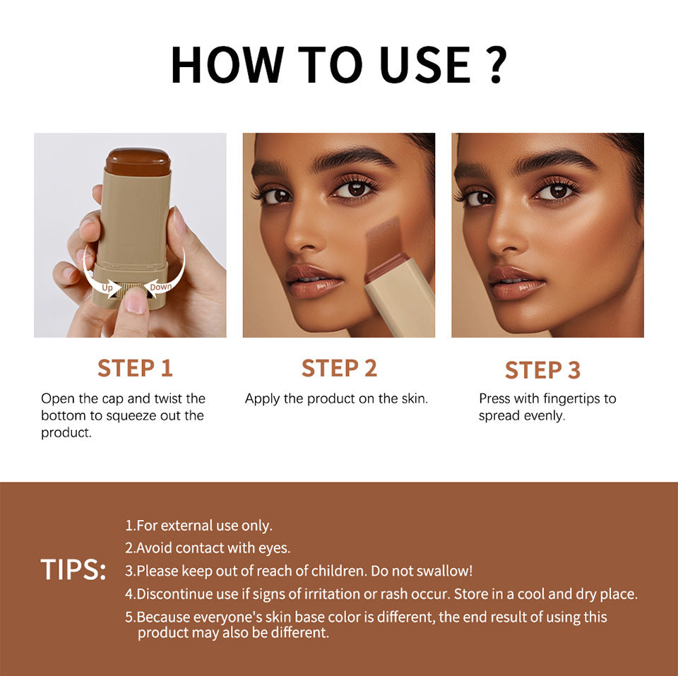 1/2 Uds. Barra de tinte de piel resistente al agua nutritiva suero teñido sólido base bálsamo cara teñida contorno de cara palo Maquillaje facial