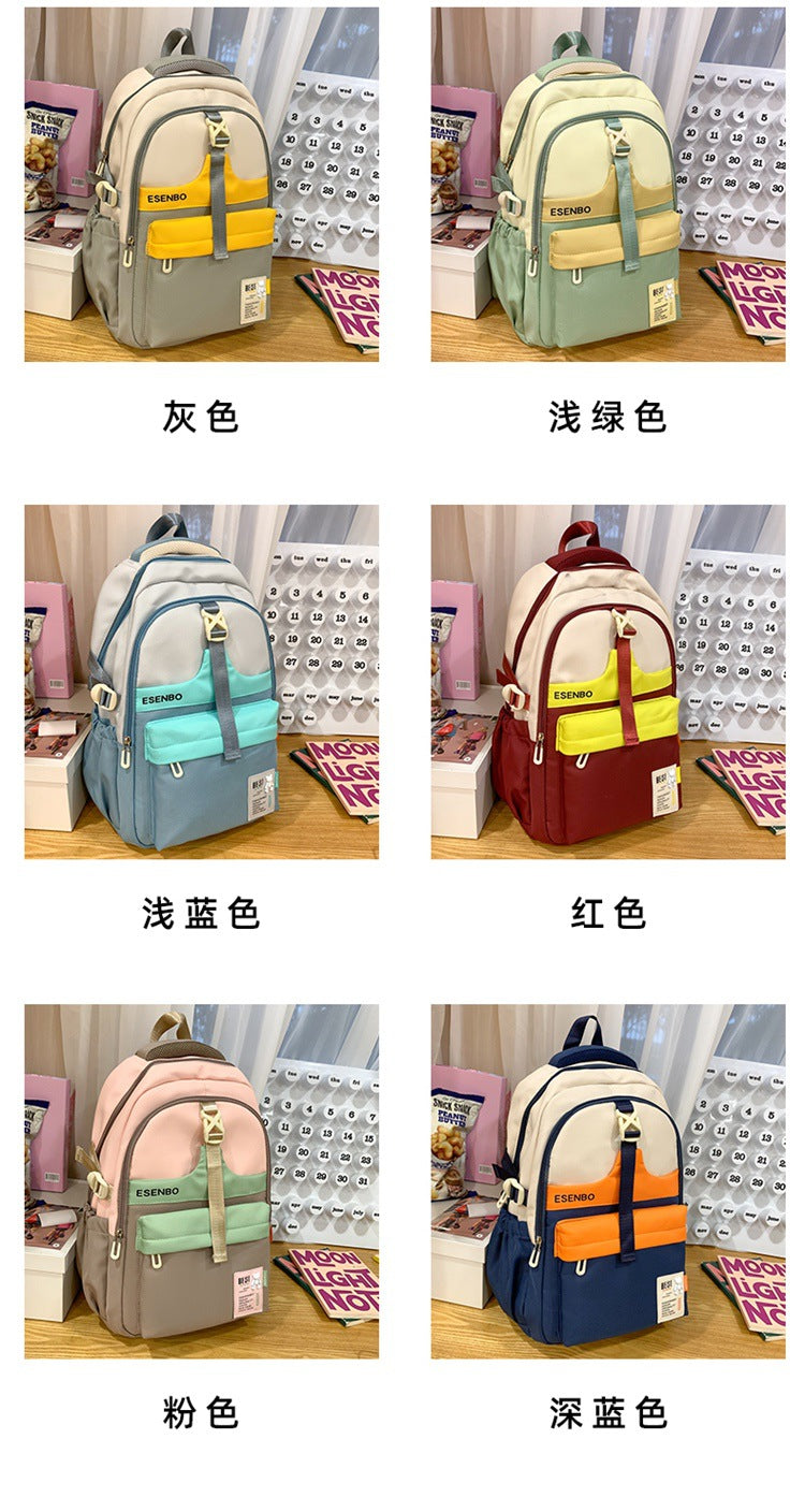 Schoolbag Women's Korean-style Harajuku Backpack Campus Style Junior High School Senior high school Student Schoolbag Simple Fashionable Large Capacity Backpack