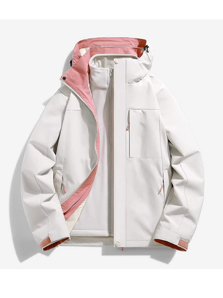 2024 New Men's and Women's Three-in-One Detachable Autumn and Winter Windproof Waterproof Thickened Outdoor Mountaineering Jacket
