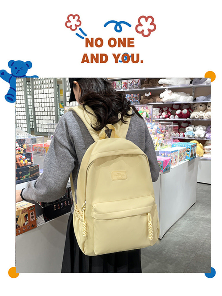 Schoolbag Women's 2024 New Large Capacity High School Student Backpack Solid Color Simple All-match Women's Bag Class Student Backpack