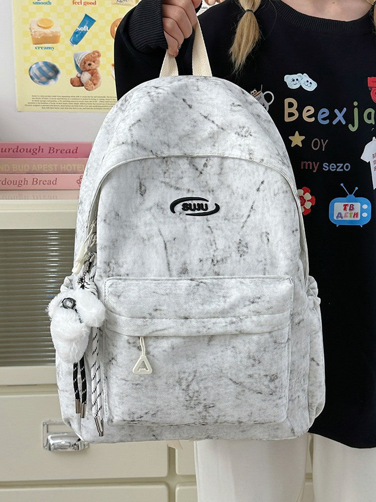 Korean Style Japanese Niche Fashion Simple Tie-Dye Backpack for Middle and High School Students, Large Capacity College Student Backpack