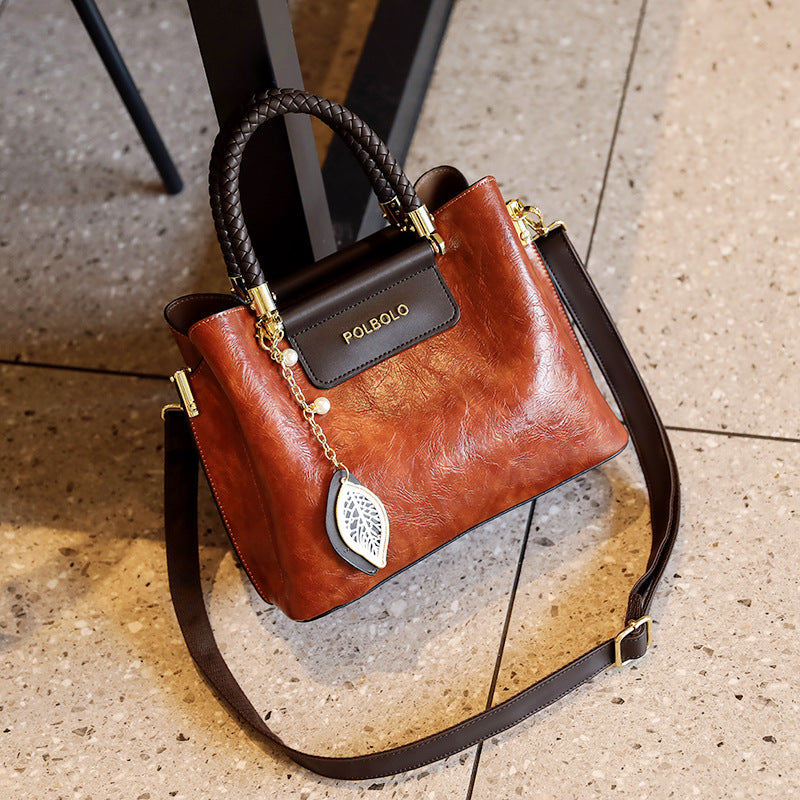 Hd Light Luxury Genuine Leather Bag for Women 2025 New Single Shoulder Bag for Middle-Aged Ladies and Mothers Large Capacity Versatile Handbag
