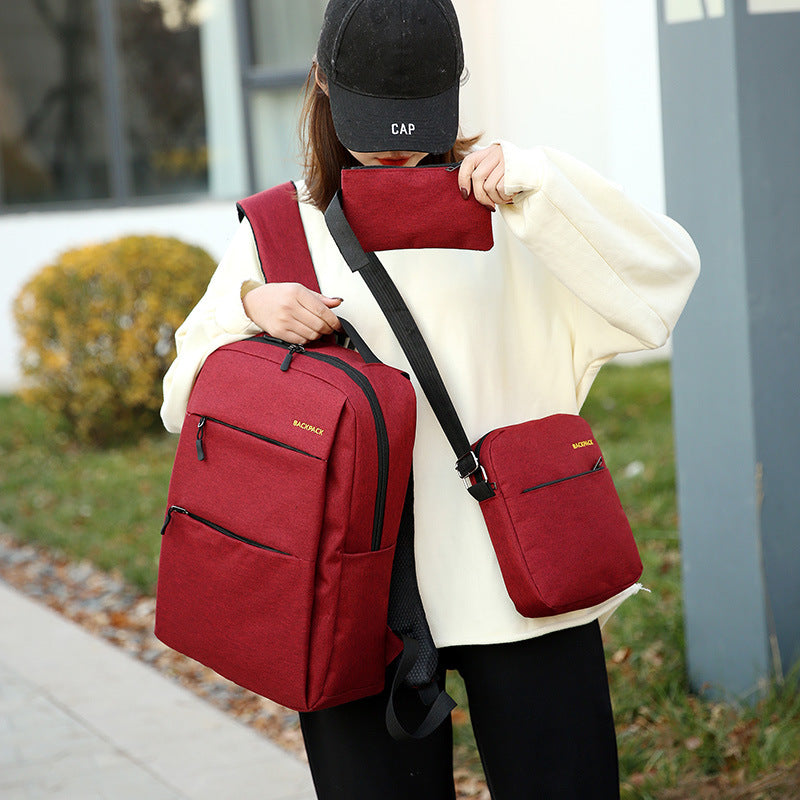 Cross-Border Wholesale Laptop Backpack, Backpack, Casual Three-Piece Gift, Casual School Bag, Men's and Women's Backpack