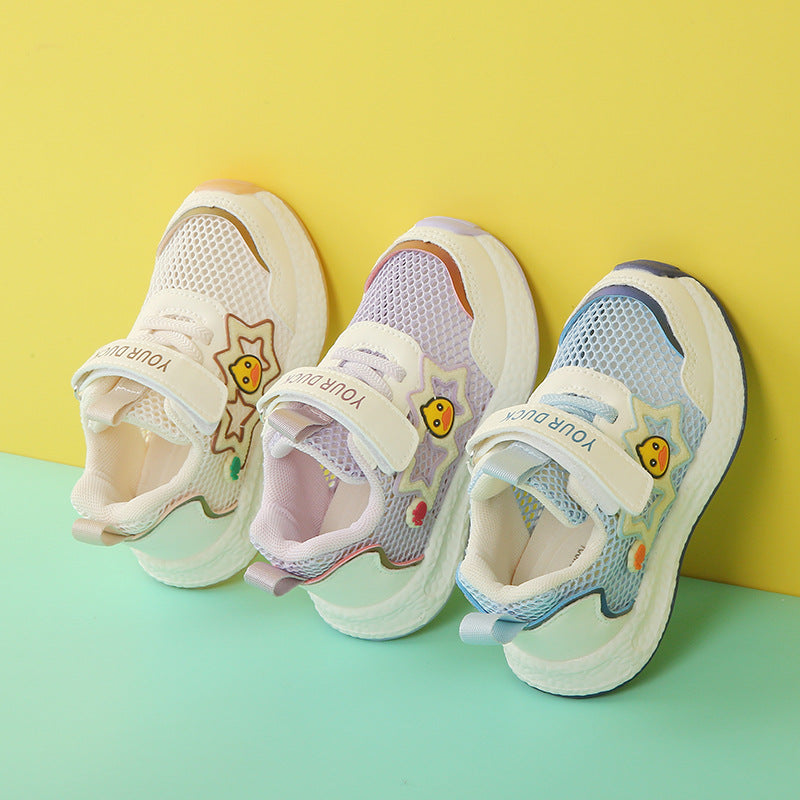 Functional Shoes, Summer Non-Slip Single Mesh Shoes for Children and Young Children, Breathable, Lightweight, Girls' Shoes, Wear-Resistant, Low-Top, Daily Casual Wear
