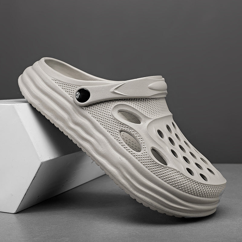 New Style Breathable Thick-soled Hole Shoes Summer Couple's Toe Slippers Driving Non-slip Men's Beach Shoes Outer Wear Sandals