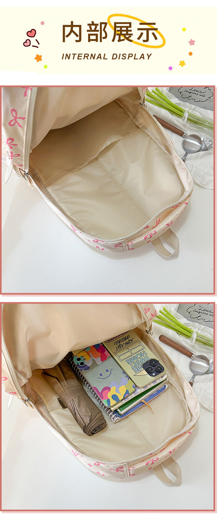 New Girls Backpack Japanese Ins Three-piece Bag Junior Senior high school Student Schoolbag Campus Style Large Capacity Backpack